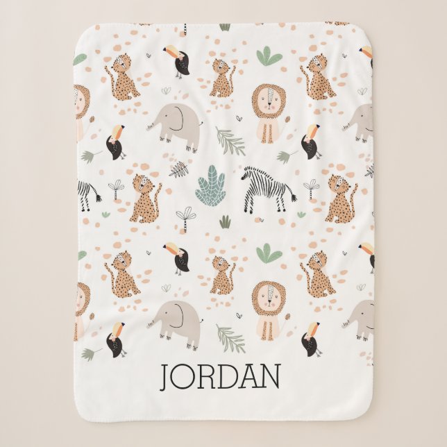 Couverture Sherpa Cute Jungle Rainforest Animaux Motif (Devant)