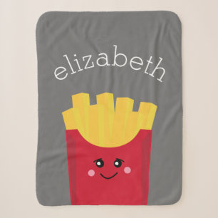 Couverture Sherpa Cute Kawaii Fries françaises avec nom personnalis
