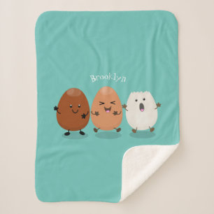 Couverture Sherpa Cute kawaii oeufs humoristique dessin animé