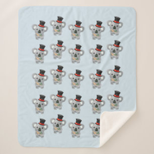 Couverture Sherpa Cute Koala dans un chapeau noir