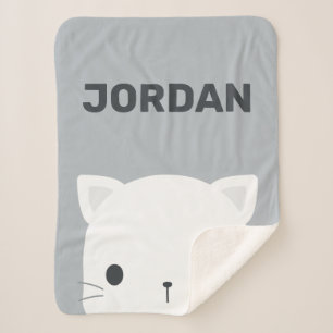 Couverture Sherpa Cute Little Cat avec nom personnalisé