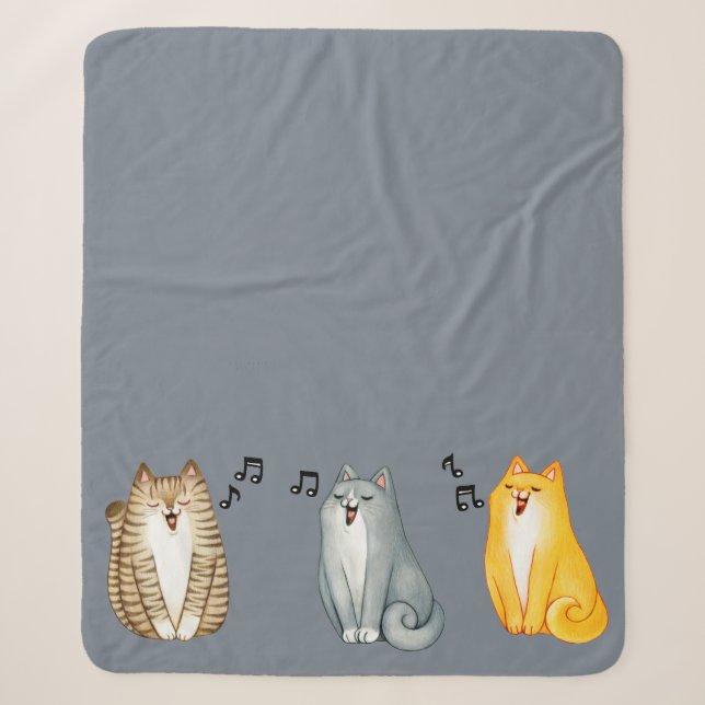 Couverture Sherpa Cute Little Cats Kittens Cartoon Musique (Devant)