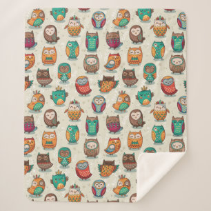 Couverture Sherpa Cute Owl Motif