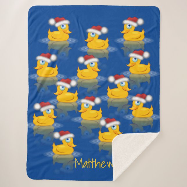 Couverture Sherpa Cute Père Noël Canards En Caoutchouc Sur Arrière - (Devant)