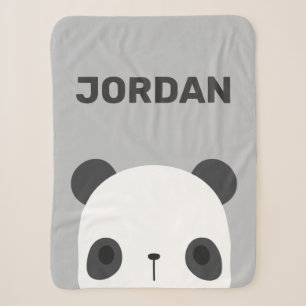 Couverture Sherpa Cute petit ours Panda avec nom personnalisé
