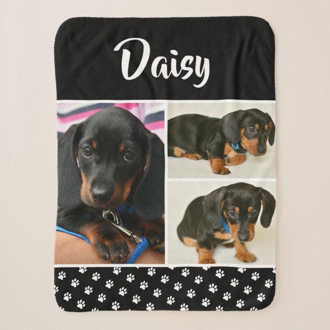 Couverture Sherpa Cute Photo Collage Nom du chien animal de compagni (Devant)