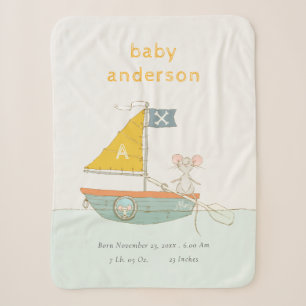 Couverture Sherpa Cute Pirate Souris Voilier Enfants Monogram Baby S