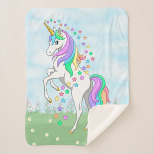 Couverture Sherpa Cute Rainbow Unicorn Colorful