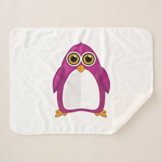 Couverture Sherpa Cute Red Violet Penguin – Kawaii Cartoon Penguin