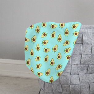 Couverture Sherpa Cute Smiling Kawaii Avocado Motif
