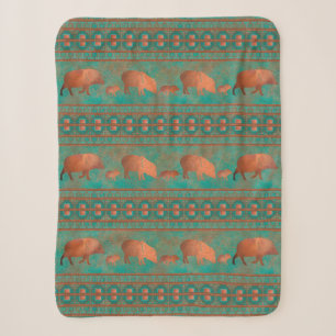 Couverture Sherpa Cute sud-ouest Javelina Famille Cuivre Turquoise P