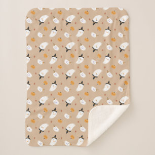 Couverture Sherpa Cute Tan Ghost et Citrouille Sherpa Blanket
