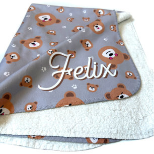 Couverture Sherpa Cute Teddy Bear Motif personnalisé