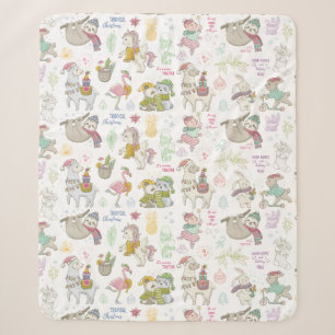 Couverture Sherpa Cute Tropical Christmas Sherpa Blanket