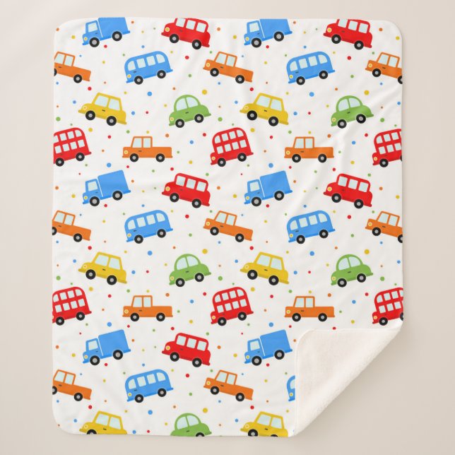 Couverture Sherpa Cute Trucks Voitures Véhicules Garçons Chambre (Devant)