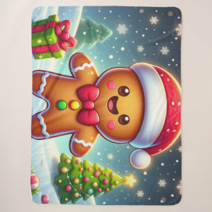 Couverture Sherpa Cute Whimsical Noël/homme en pain d'épices d'hiver