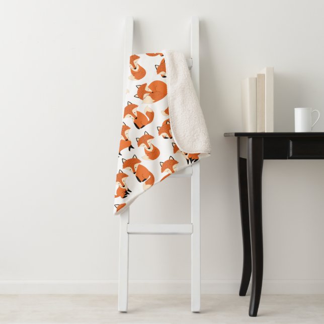 Couverture Sherpa Cute Woodland Autumn Forest Fox Motif (En situation)