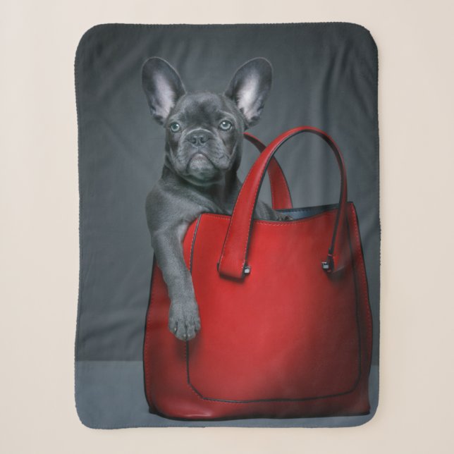 Couverture Sherpa Cutest Baby Animals | French Bulldog in Handbag (Devant)