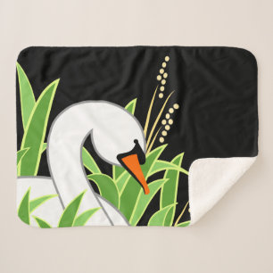 Couverture Sherpa Cygne muet sur noir