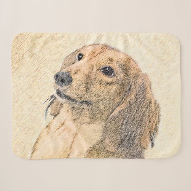 Couverture Sherpa Dachshund (Longhaerien) Peinture - Art Chien origi (Devant (Horizontal))