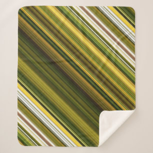 Couverture Sherpa Daises et Verge d'Or Rayure Verte et Jaune