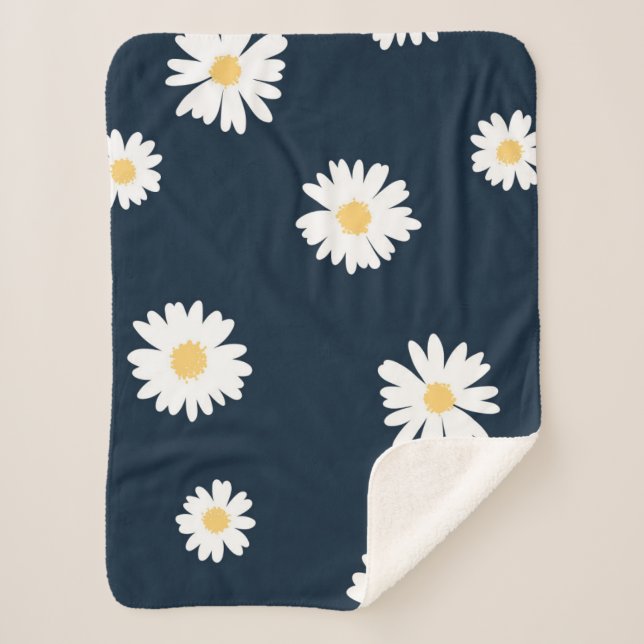 Couverture Sherpa Daisy On Blue Motif (Devant)
