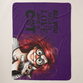Couverture Sherpa Dame aux chats folle
