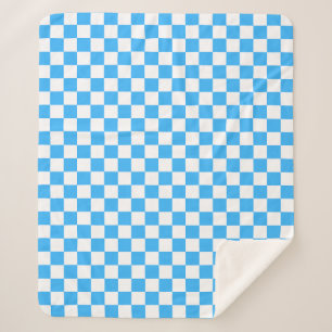 Couverture Sherpa Damier bleu clair classique