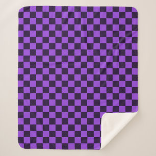 Couverture Sherpa Damier violet et lavande accrocheur
