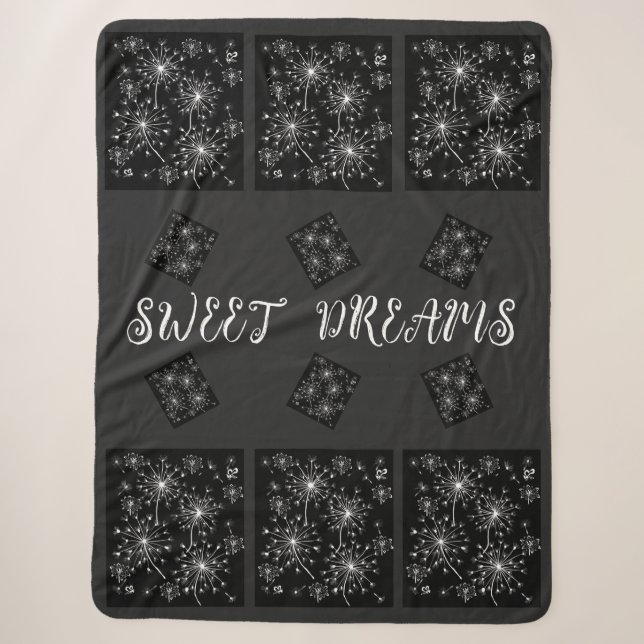 Couverture Sherpa Dandelion, Fleurs sauvages et Abeilles de miel (Devant)