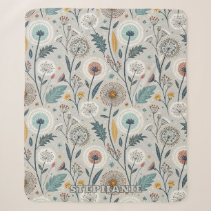 Couverture Sherpa Dandelion Whimsical & Floral Folal Art sans coutur
