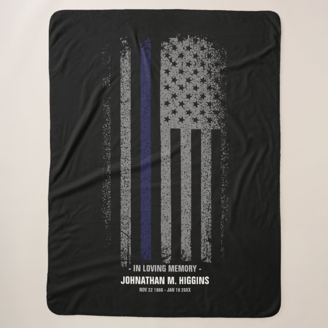 Couverture Sherpa Dans Love Mémoire Police Mince Ligne Bleue Drapeau (Devant)
