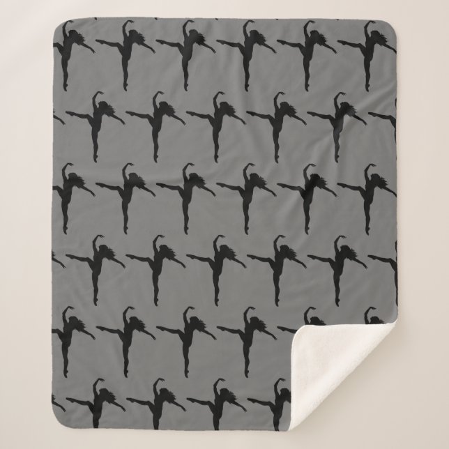 Couverture Sherpa Danse de ballet de filles Silhouette gris noir (Devant)