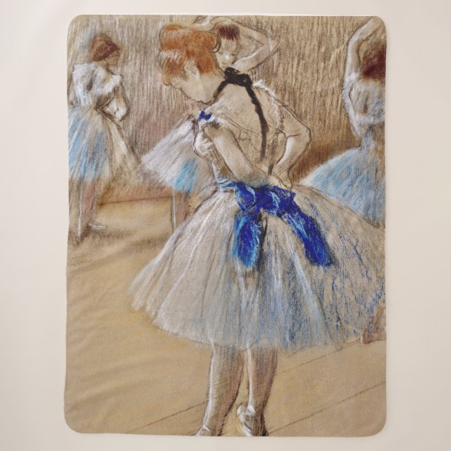 Couverture Sherpa Danseuse de Dega avec ruban bleu (Devant)