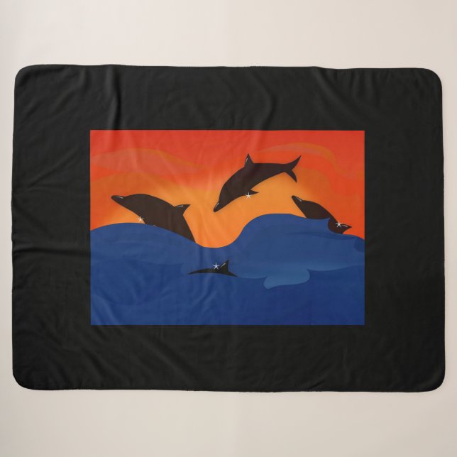 Couverture Sherpa Dauphins (Devant (Horizontal))