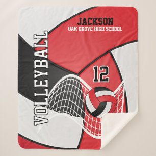 Couverture Sherpa 🏐 de volley-ball en noir, rouge et blanc