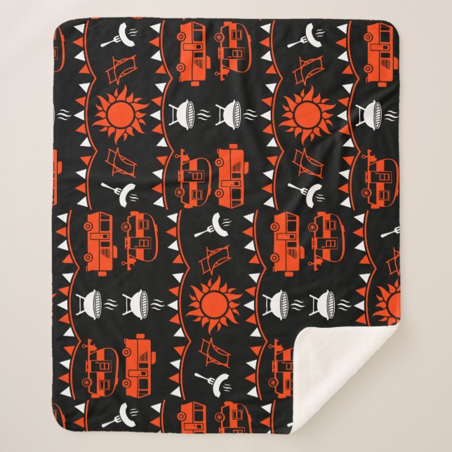 Couverture Sherpa Décor camping Caravan (Devant)