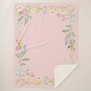 Couverture Sherpa Décor floral de ferme d'aquarelle chic minable de
