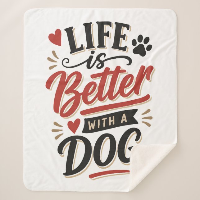 Couverture Sherpa Décoration murale pour amateur de chiens - La vie  (Devant)