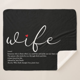 Couverture Sherpa Définition de femme amour coeur élégant Script