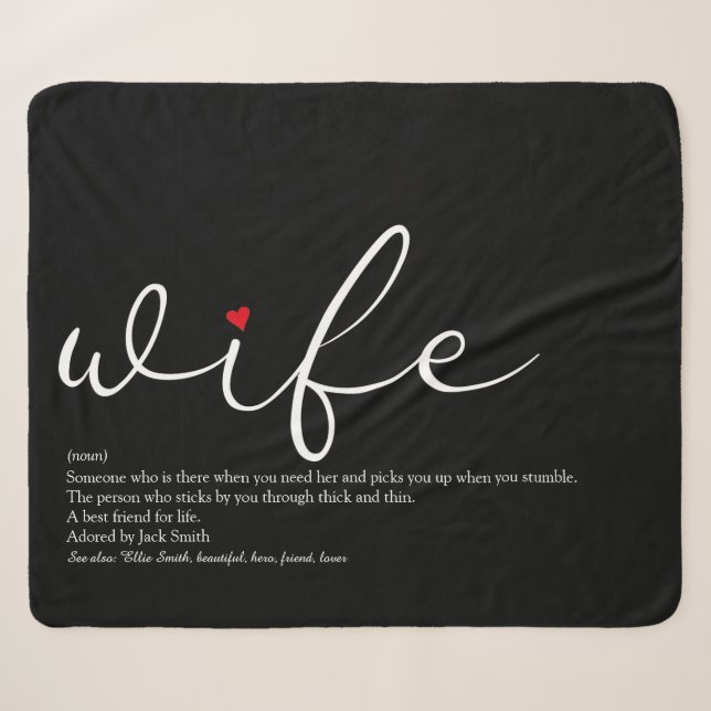 Couverture Sherpa Définition de femme amour coeur élégant Script (Devant (Horizontal))