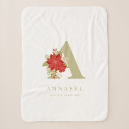 Couverture Sherpa  Delicate Poinsettias A Initial Christmas Girl Gif