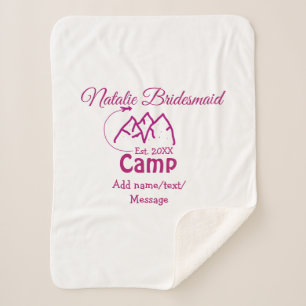 Couverture Sherpa Demoiselle d'honneur de camp rose ajouter nom date