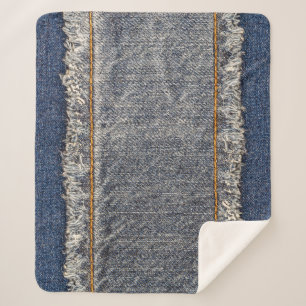 Couverture Sherpa Denim Blue Jeans : Décontracté Double Patch