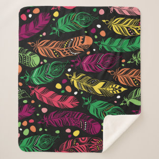 Couverture Sherpa Des plumes ethniques sans couture, des motifs dyna
