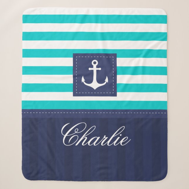 Couverture Sherpa Design d'Ancre moderne Turquoise (Devant)
