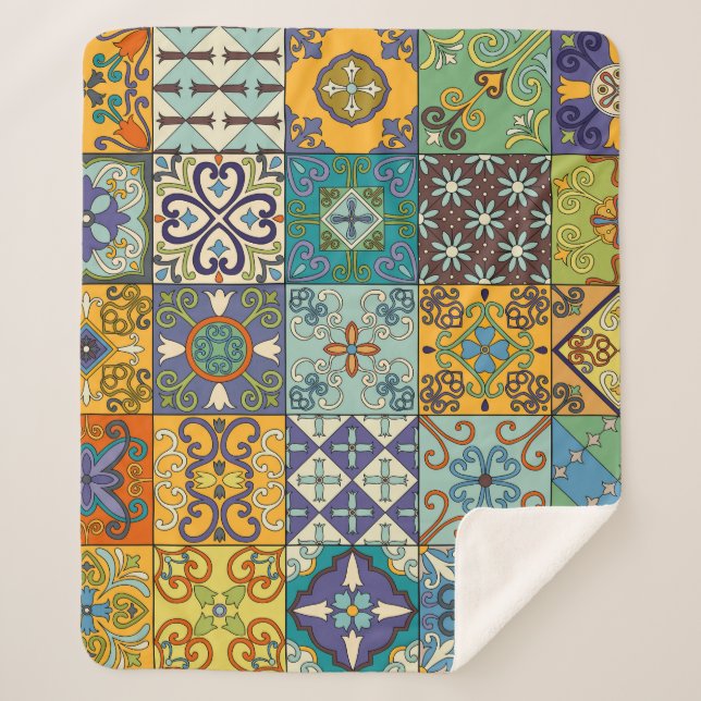 Couverture Sherpa Design de carreaux Talavera portugais (Devant)