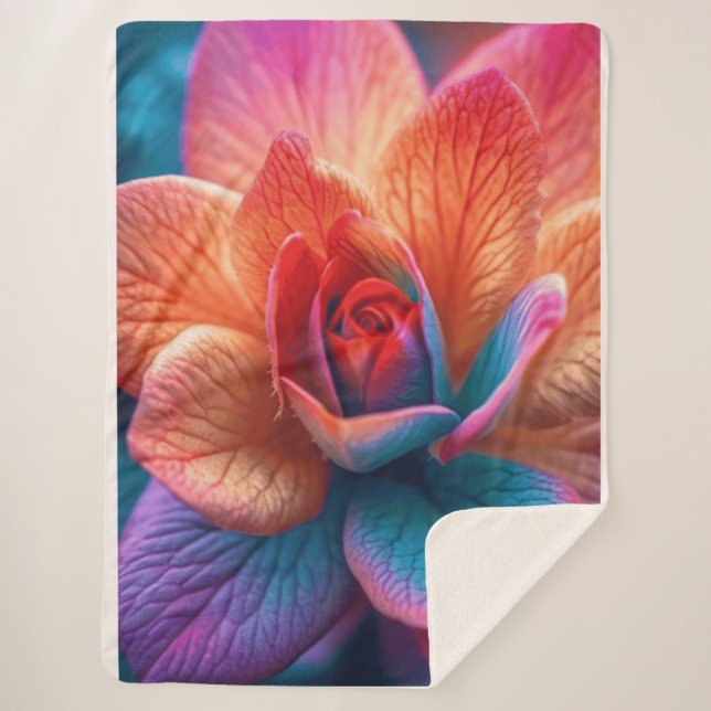 Couverture Sherpa Design de fleurs multicolores et éclatant (Devant)