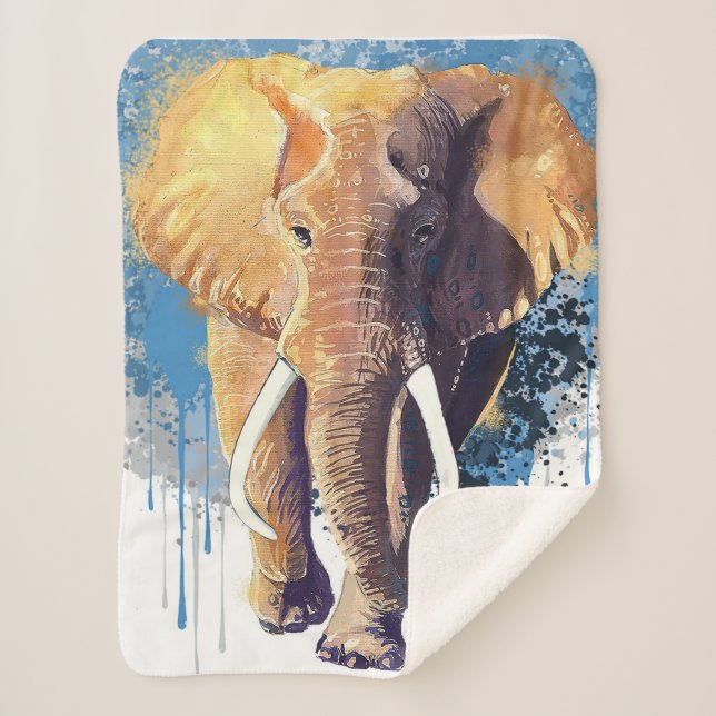 Couverture Sherpa Design éléphant africain | Animal sauvage (Devant)