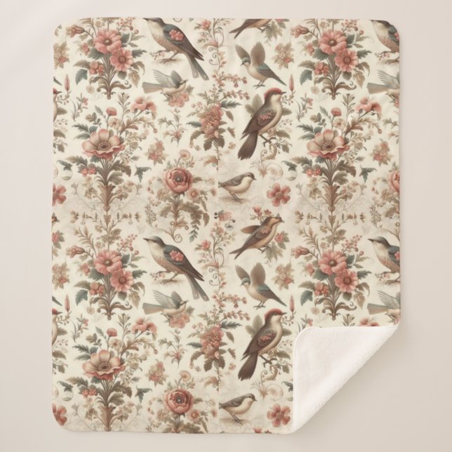 Couverture Sherpa Design floral vintage (Devant)